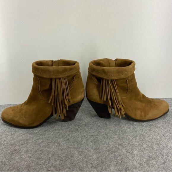Sam Edelman Brown Suede Fringe-Trimmed Ankle Boot Bootie Women’s Size 7M - Picture 9 of 15